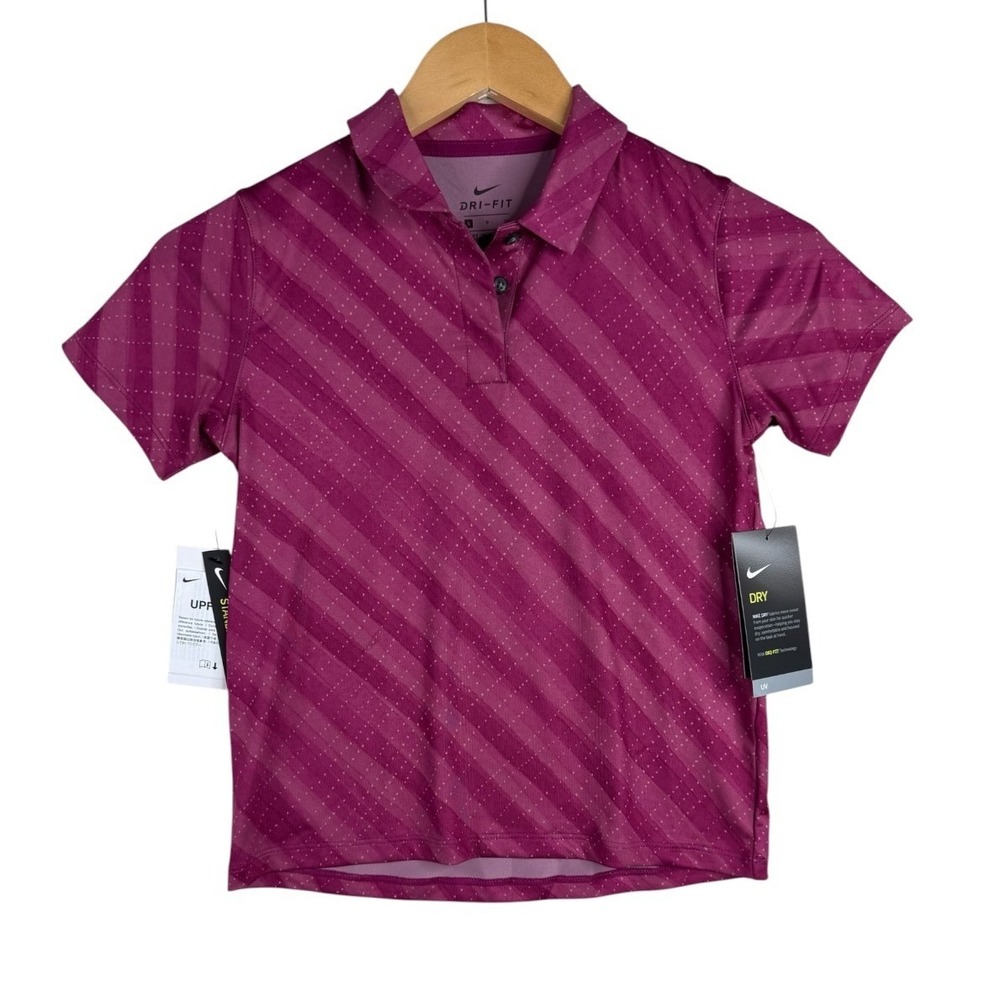 NWT Nike Girls Gold Polo Pink‎ Dri-Fit Short Sleeve Athletic Size Small